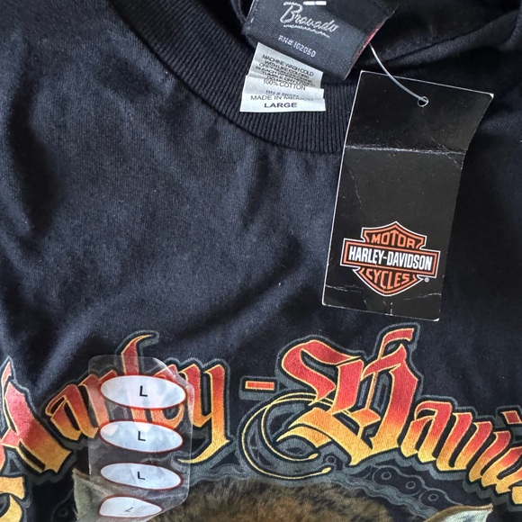 Harley-Davidson Black Short Sleeve Tee with Wolf Design - Picture 4 of 4